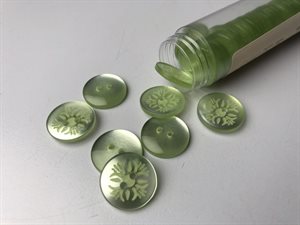 Knap - fint mønster og blid grøn, 18 mm